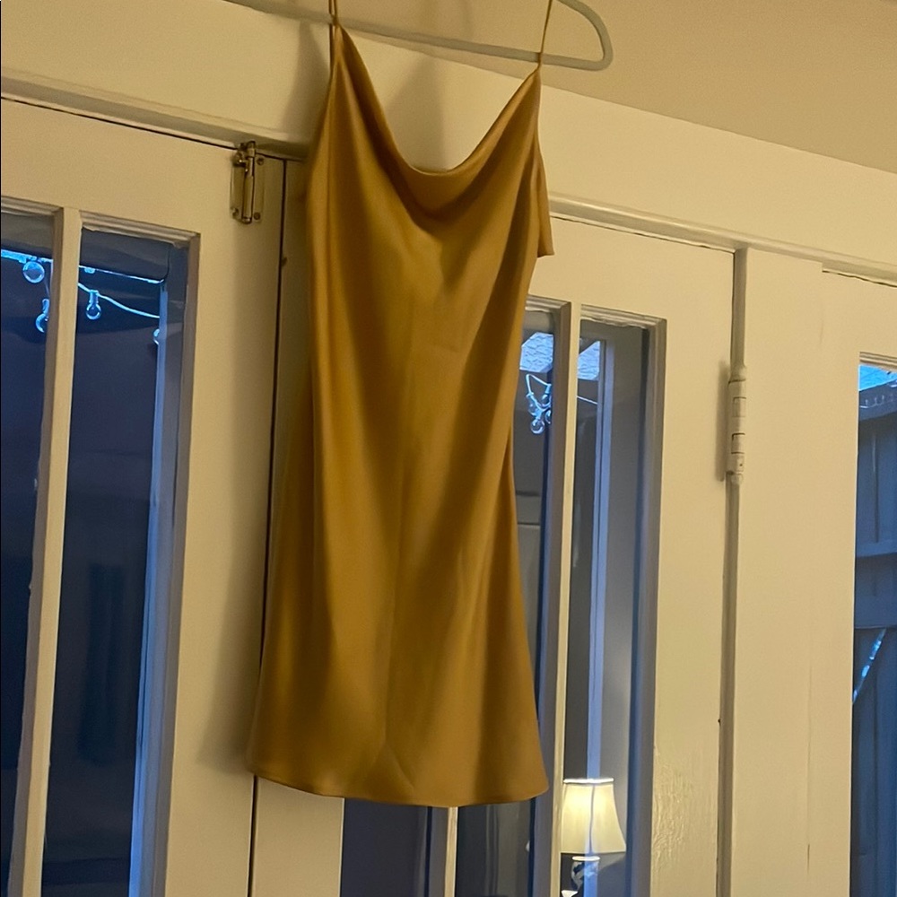 Short Gold Silk Slip Dress